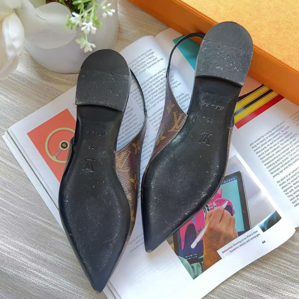 Louis Vuitton Brown Monogram Slingback Women's Shoes - Picture 5 of 5